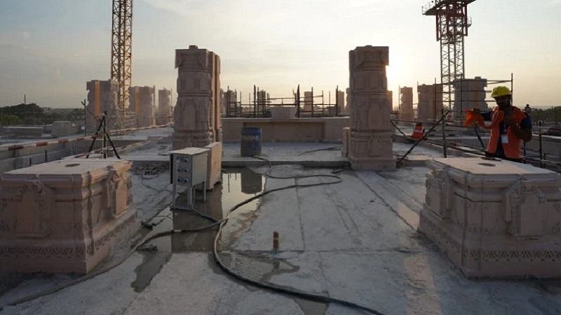 राम मंदिर के द्वितीय तल का निर्माण कार्य शुरू, भव्य तस्वीर