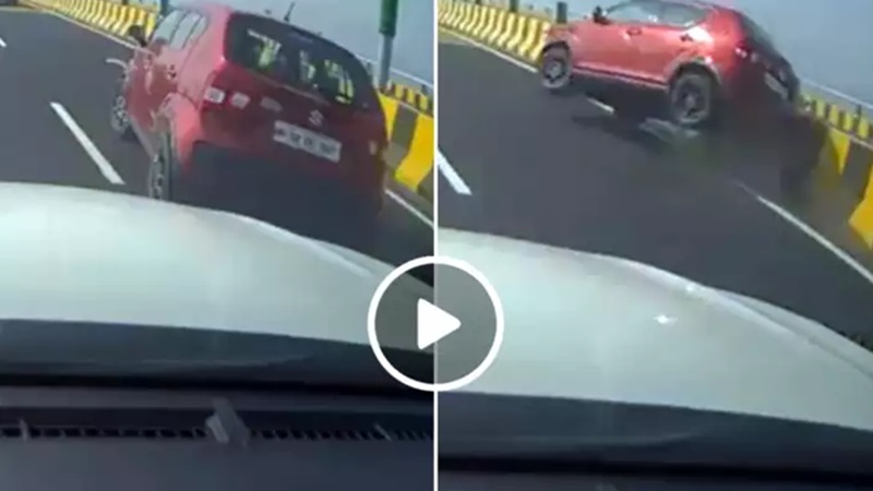 सबसे लंबे समुद्री पुल अटल सेतु पर पहला भयानक कार एक्सीडेंट: कई बार पलटी कार...वीडियो वायरल