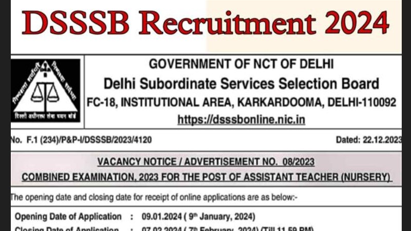 DSSSB Recruitment 2024 :डीएसएसएसबी में 4214 पदों पर निकली भर्ती