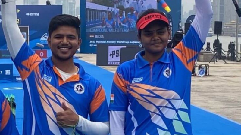 Archery World Cup 2023 :  ओजस और ज्योति ने कोरिया को हराकर लगातार दूसरा स्वर्ण जीता