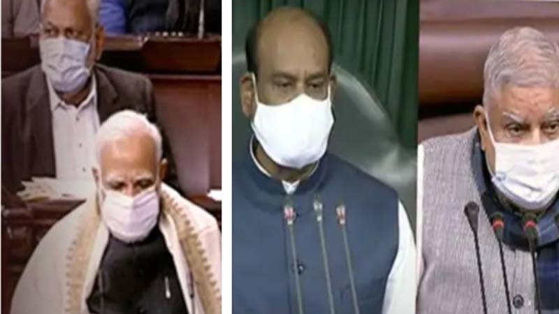 मास्क लगा कर संसद पहुंचे लोकसभा अध्यक्ष, राज्यसभा के सभापति  और प्रधानमंत्री ने दिया सुरक्षा का सन्देश