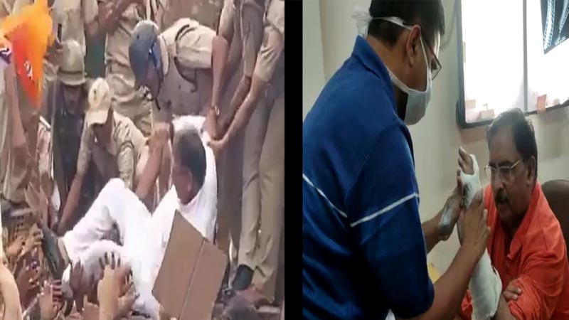 लम्पी पर लड़ाई को लेकर भाजपा हमलावर, सतीश पूनिया को पुलिस ने धक्का मारकर गिराया, अरुण चतुर्वेदी के हाथ में फ्रेक्चर