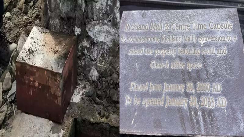 शॉपिंग मॉल गिराने के दौरान मलबे में मिला 'टाइम मशीन' कैप्सूल..!