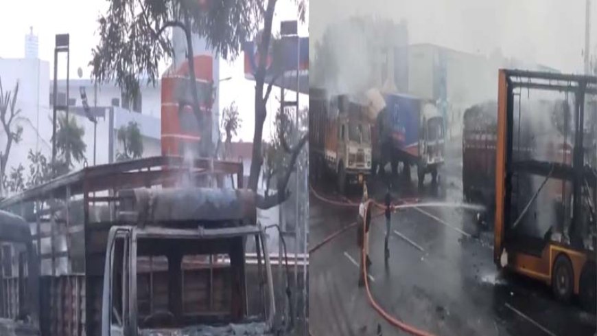 जयपुर में आग: जयपुर-अजमेर हाईवे पर केमिकल से भरे ट्रक की टक्कर के बाद 4 की मौत