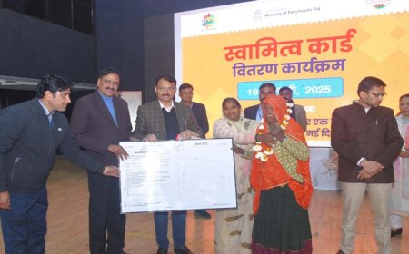 राजस्थानः स्वामित्व योजनान्तर्गत पट्टे मय स्वामित्व कार्ड वितरण कार्यक्रम में प्रधानमंत्री ने वर्चुअली 65 लाख प्रॉपर्टी कार्ड का किया वितरण