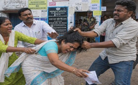 पश्चिम बंगाल में मतदान केंद्र के बाहर पति का हमला, घंटों इंतजार कर पत्नी पर बोला धावा..!