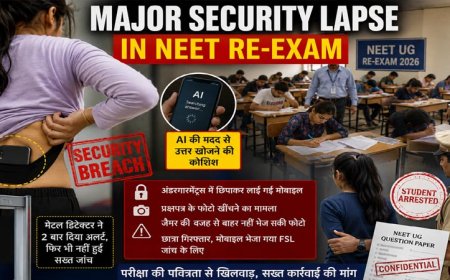 NEET री-एग्जाम में सुरक्षा में बड़ी चूक: मोबाइल छिपाकर परीक्षा केंद्र पहुंची छात्रा, AI की मदद से उत्तर खोजने का दावा