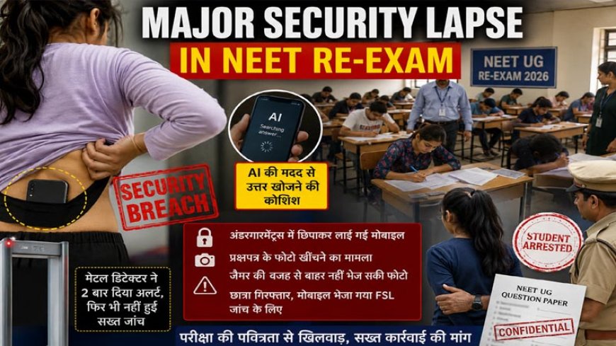 NEET री-एग्जाम में सुरक्षा में बड़ी चूक: मोबाइल छिपाकर परीक्षा केंद्र पहुंची छात्रा, AI की मदद से उत्तर खोजने का दावा